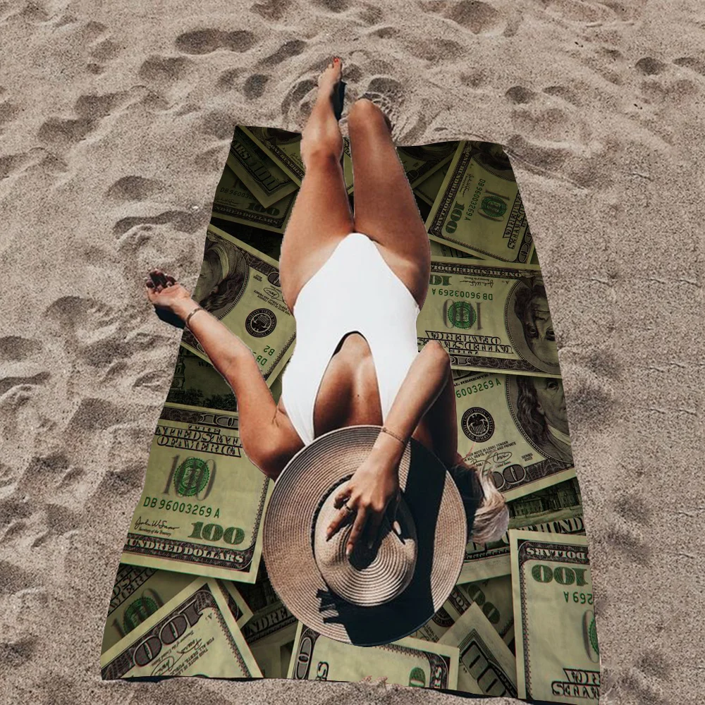 

Dollar Cash Money Microfiber Beach Towel Absorbent Quick Dry Soft Yoga Swimming Resort Mountain Climbing Towel