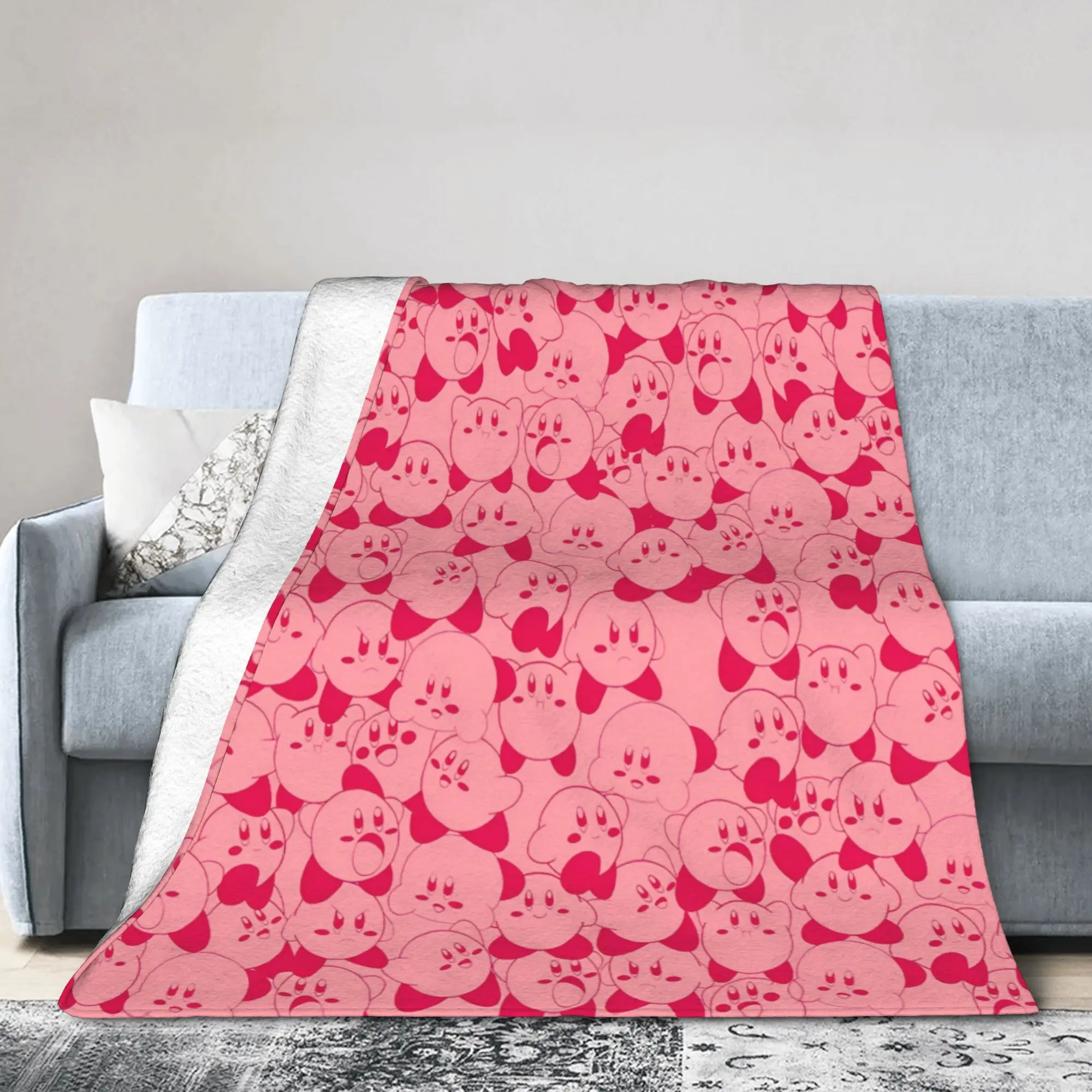 K-Kirbys Cartoon Stars Kawaii Plush Blanket Boy Girl  Flannel Throw Blanket For Home Decor Super Warm Bedspread Gift Idea