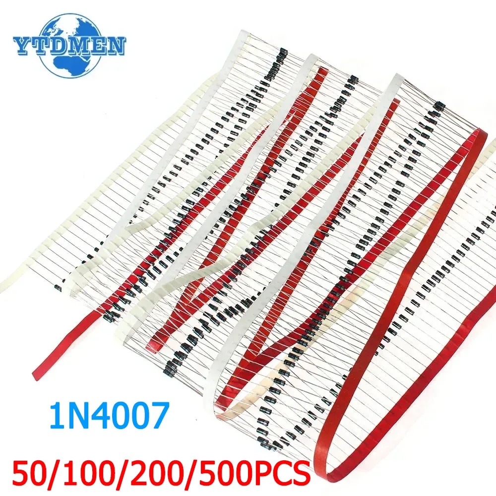 50-500pcs 1N4007 Diode 1A 1000V Rectifier Diode Kit IN4007 DO-41 Axial Lead Rectifiers Diodes Electronic Component