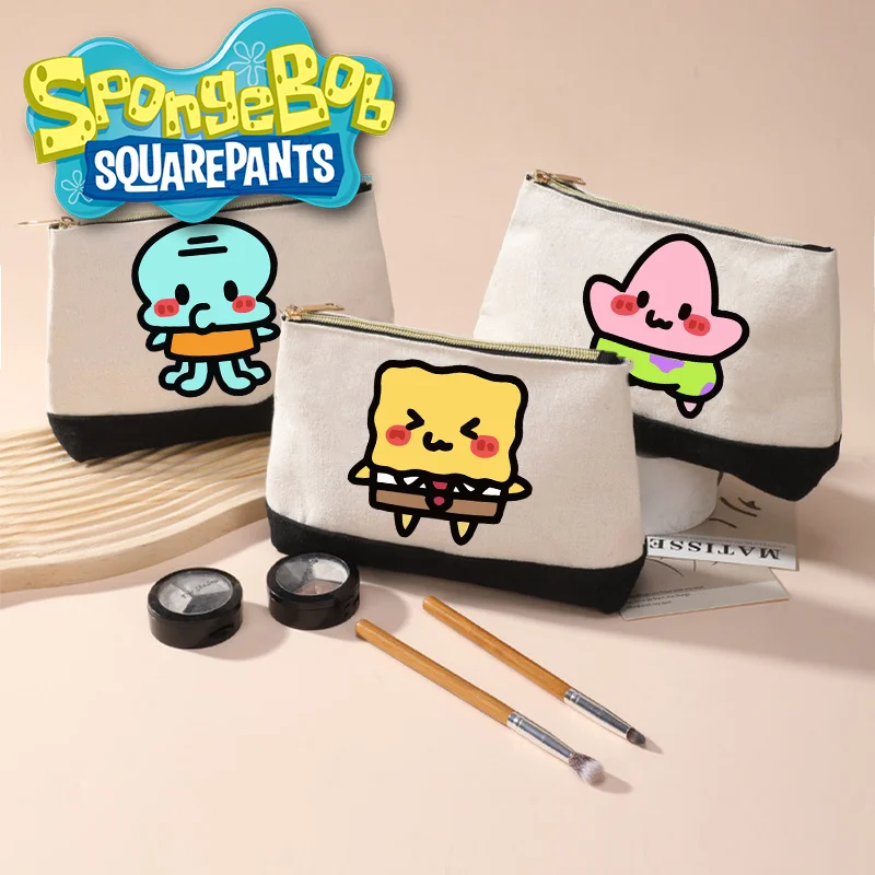 

Cute Cartoon Spongebob New Makeup Bag Anime Character Patrick Star Portable Storage Pattern Casual Style Mini Casual Lightweight