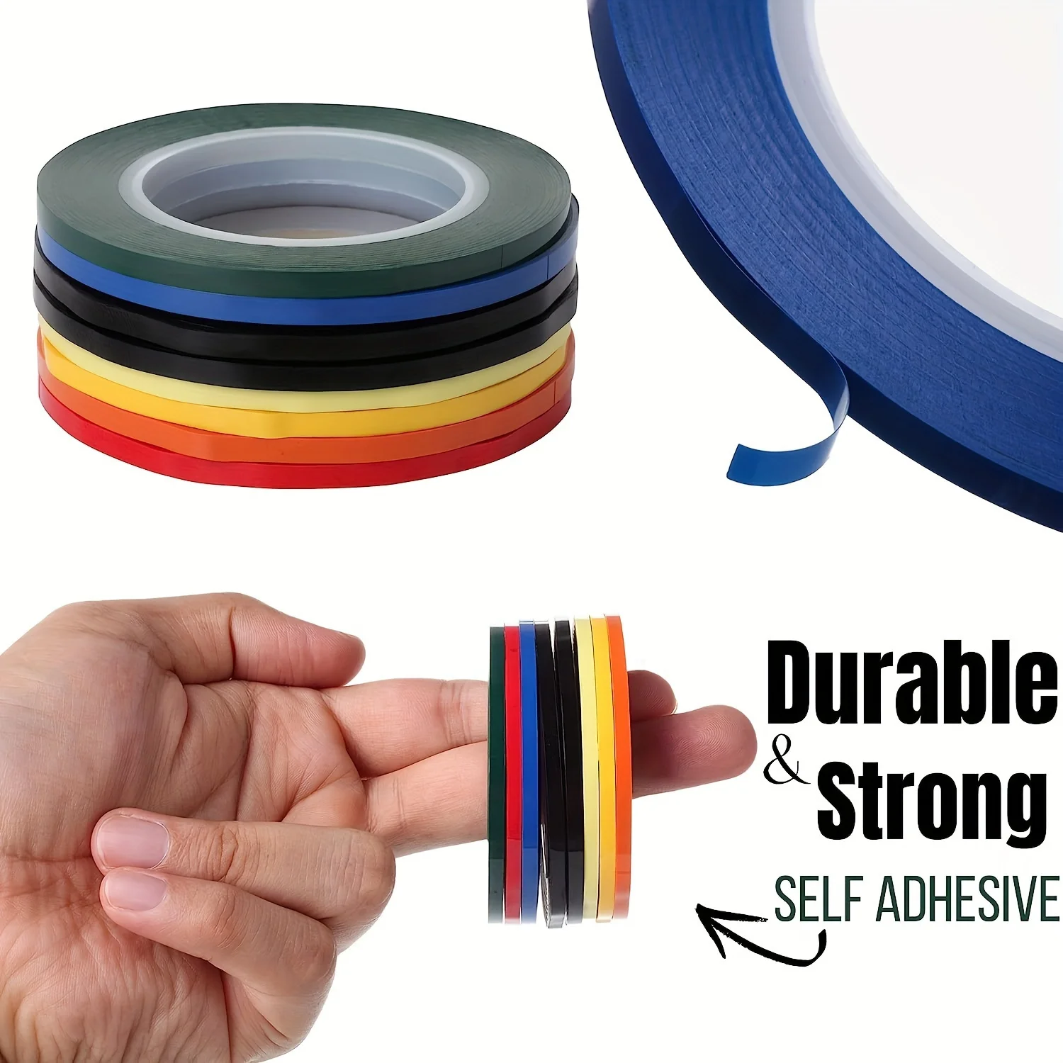 Whiteboard tape, in various colors, thin tape for dry-erase boards, whiteboard accessories, dry-erase board accessories.