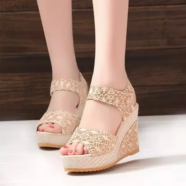 Hoge Hakken Wig Platform Vis Mond 2022 Nieuwe Vrouwen Peep Toe Sandalen Vrouwen Schoenen Comfort Zomer Designer Schoenen