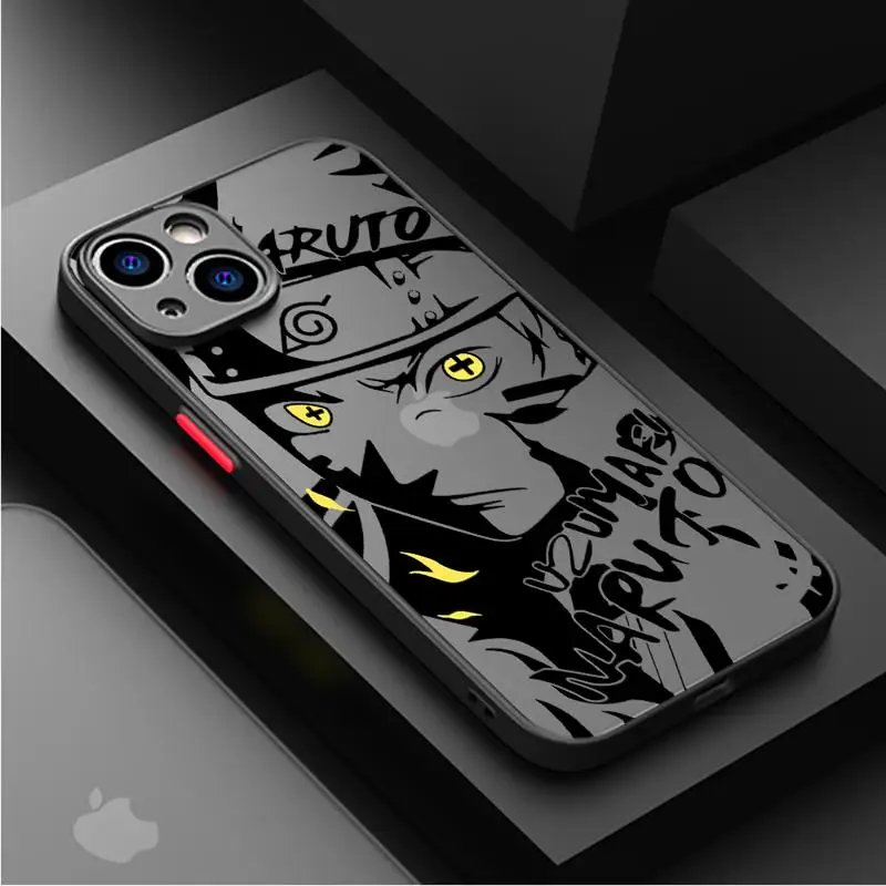 Anime Cool-N-Narutos Case For Apple iPhone 15 11 14 13 12 Pro 7 XR X XS Max 8 Plus 6 6S SE 2022 15Pro Black Matte Phone Funda