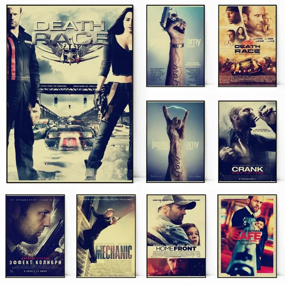 Movie Star J-Jason-Actor-Statham Retro Art Poster Muscle Display Gym Interior Decoration Wall Hanging Painting