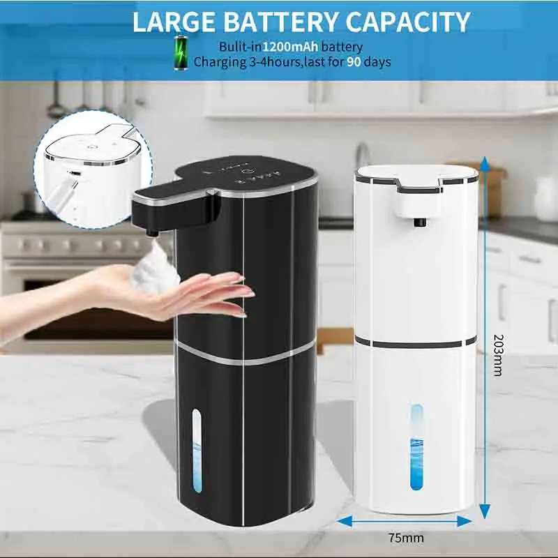 

400 мл автоматический дозатор мыла бесконтактный тип C USB перезаряжаемый электрический дозатор мыла водонепроницаемый дозатор пены/жидкости