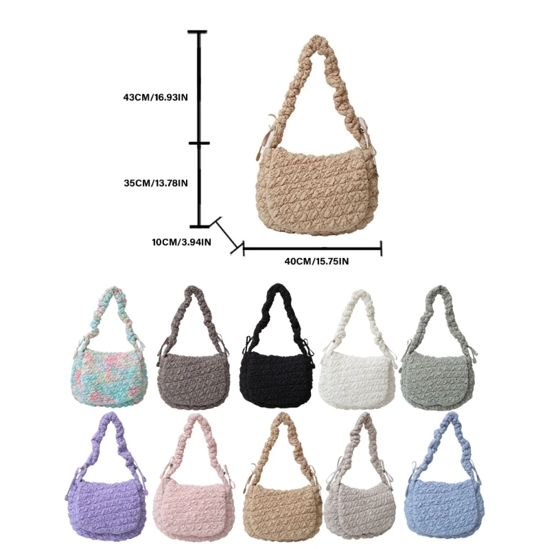 E74B Casual Quilted Nylon Bag for Women Spacious Shoulder Purse Handbag Fashionable Women's Puffer Bags