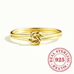 Huitan Chic 925 Sterling Silver Rings for Women Trendy Romantic Irish Knot Gold Color Accessory Minimalist Style Wedding Jewelry