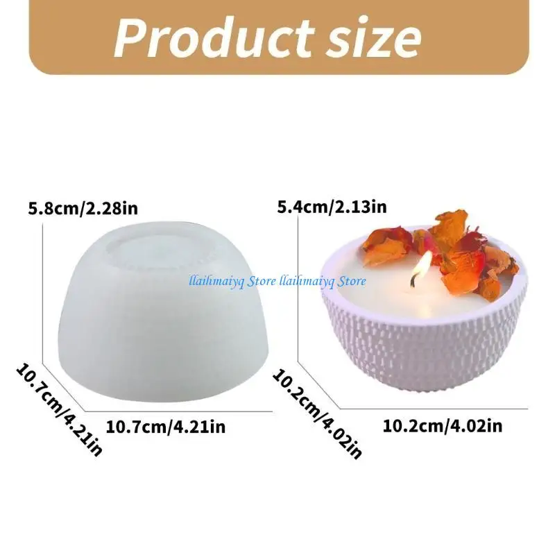 Molde recipiente silicona redondo elegante 573B, molde cuenco vela silicona creativo para macetero resina y