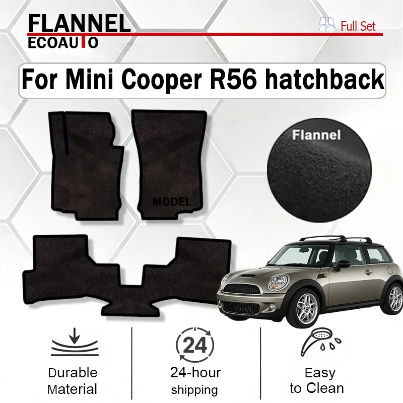 

ECOAUTO Flannel Velour mats front for Mini Cooper R56 hatchback (2006-2013) -Black