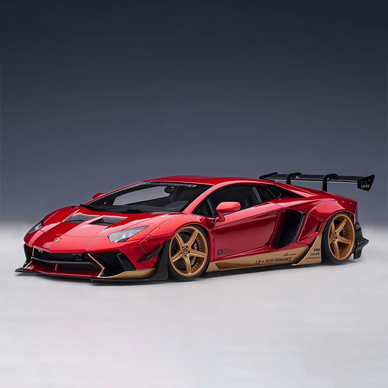 AUTOart Liberty Walk w skali 1:18 LB-Works Lamborghini Aventador edycja limitowana (Hyper Red) aluminiowe modele samochodów kolekcjonerskich, wysyłka teraz