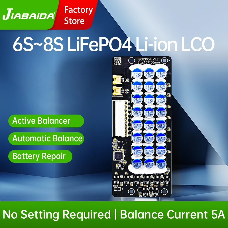 

JBD B08S001 5A активный Балансирующий стабилизатор тока для аккумулятора 6S-8S 3,2 V LFP 3,7 V NMC