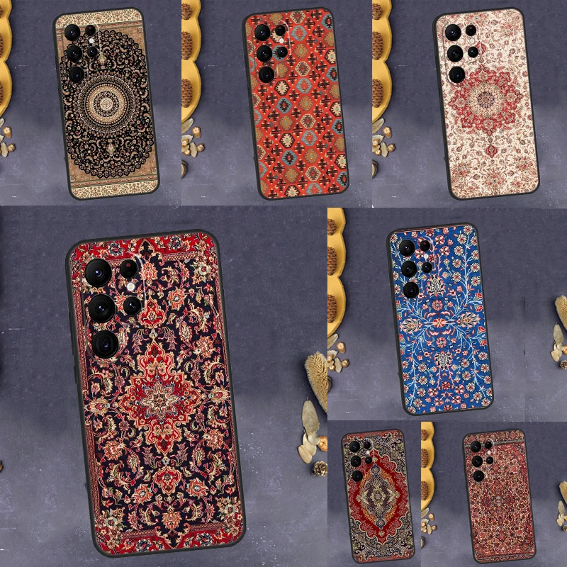 Retro Ethnic Carpets Turkish Rug Funda For Samsung Galaxy S20 FE Note20 Ultra S8 S9 S10 Note 10 Plus S21 S22 S23 Ultra Case