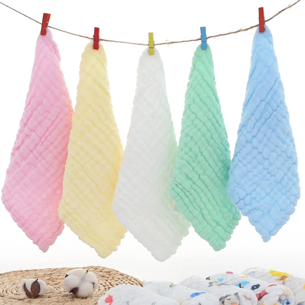 5 Pcs Bibs Saliva Hand Towel Newborn Baby Girl Bath Towels Muslin Washcloths 30x30cm Cotton Kid
