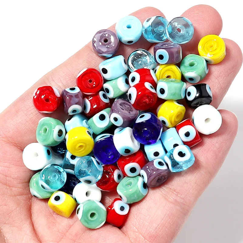 

10pcs/lot 9mm Oval Beads Evil Eye Lampwork Spacer Beads for Jewelry Making DIY Handmade Earring Bracelet Necklace Accessories