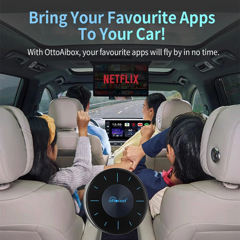 OTTOCAST P3 CarPlay AI Box Adaptateur sans fil CarPlay Android Auto 8 Go + 128 Go Convertisseur vidéo HDMI Clé TV YouTube/Netflix/Tiktok