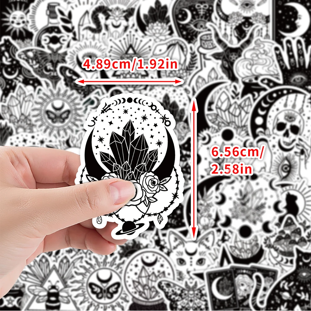 10/30/50pcs Black White Gothic Wizard Stickers Astrology Witch Cool Graffiti Decals Decoration Suitcase Skateboard Phone Sticker