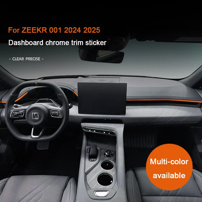 

For ZEEKR 001 2024 2025, Car Dashboard Trim Strip Decor Stickers A lcantara Suede Chrome Trim Stickers Modification Accessories