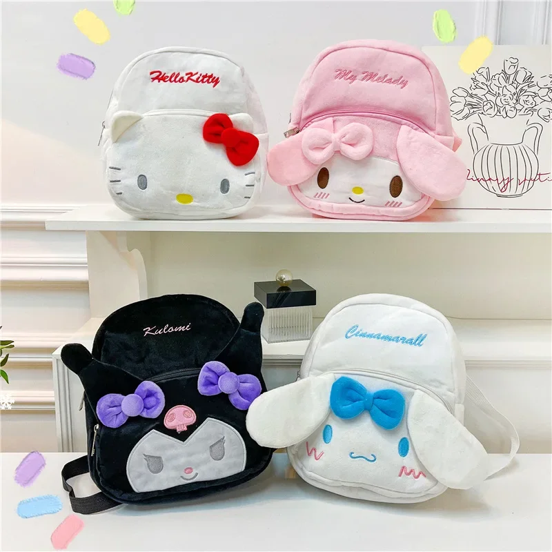 

Sanrio плюшевый рюкзак Cinnamoroll аниме Kuromi рюкзак женское сердце кавайная мультяшная сумка для хранения Студенческая девочка подарок на день рождения