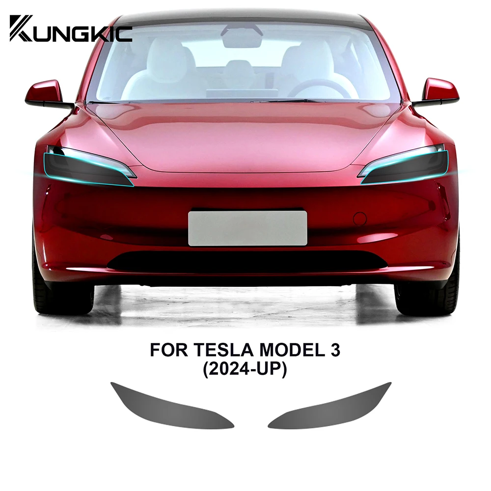 Smoked Tesla Headlight PPF Film 5