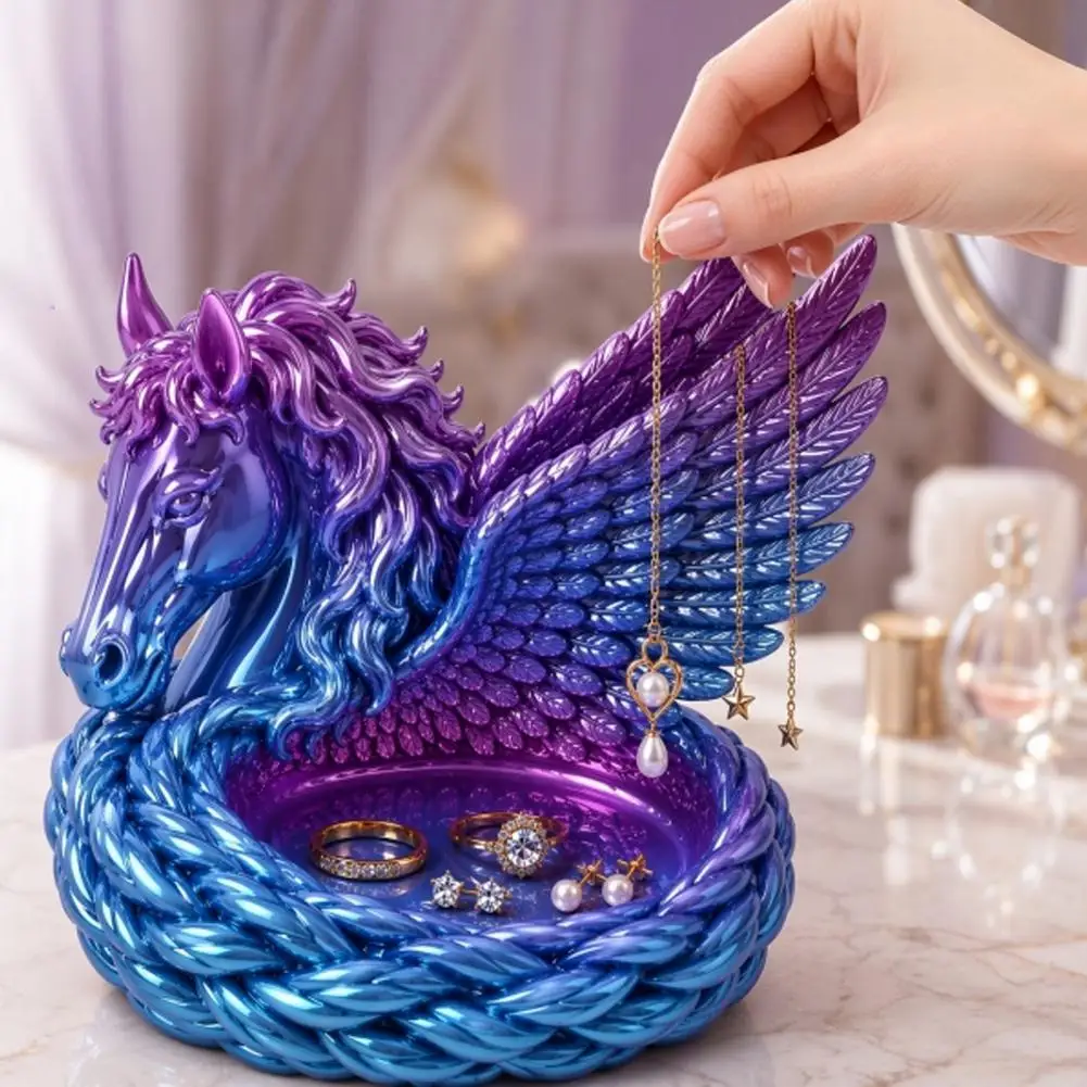 Pegasus Jewelry Tray Necklace Bracelet Display 3d Printed Pegasus Jewelry Organizer Bowl Winged Horse Trinket Tray for Rings