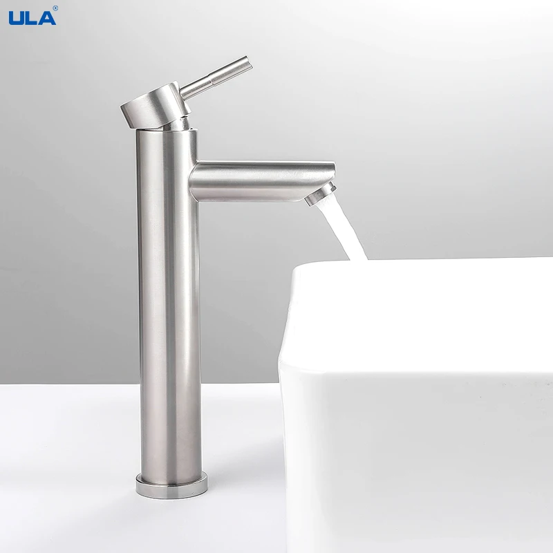 ULA Stainless Steel Basin Faucet Waterfall Bathroom Sink Faucet Hot Cold Water Mixer 360 Rotation Bathroom Crane Washbasin Tap