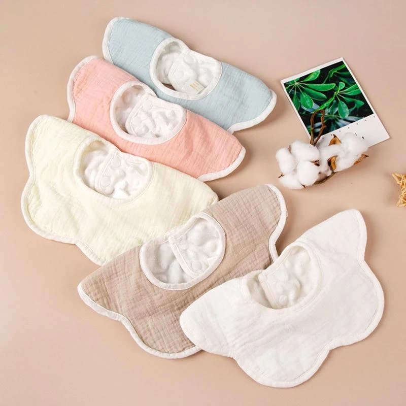 

M76C 360 Degree Rotation Burp Cloth Solid Color Baby Flower Feeding Bib Cotton Saliva Towel Breathable Waterproof