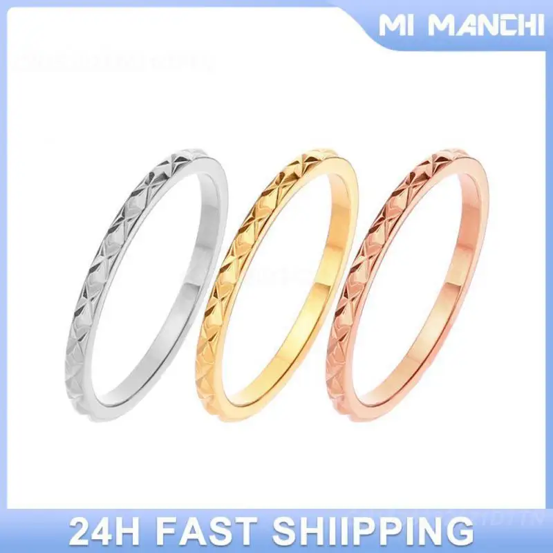 Stainless Steel Small And Exquisite Refined Dainty Ring Patterned Modern Stainless Steel Ring Hip Design Narrow Version