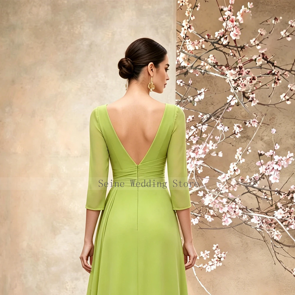 Customized Elegant Mother of the Bride Dress 3/4 Sleeves Modern Women's Wedding Guest Gowns Ruffle Beaded Applique Formal Dress