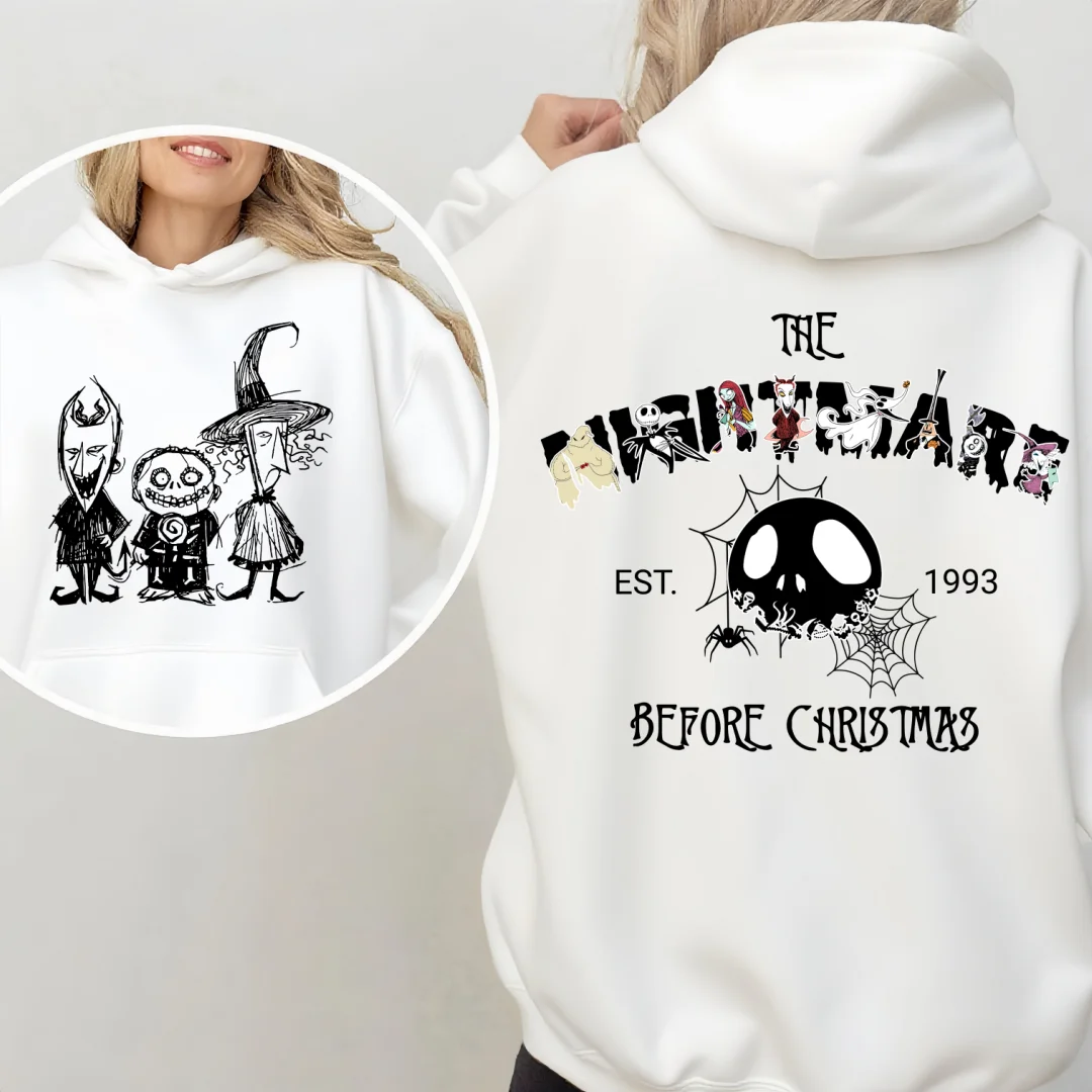 The Nightmare Before Christmas Halloween Disney dameshoodie Herfst en winter puur katoen Warme top Outdoor Commuter Hoodie