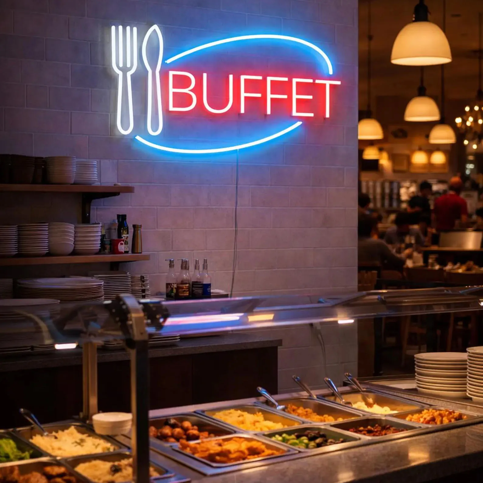 Buffet Neon Sign,Buffet Restaurant LED Neon Sign,Food Service Neon Sign,Cafe Buffet Neon Decor,Open Neon Sign,Buffet Wall Art
