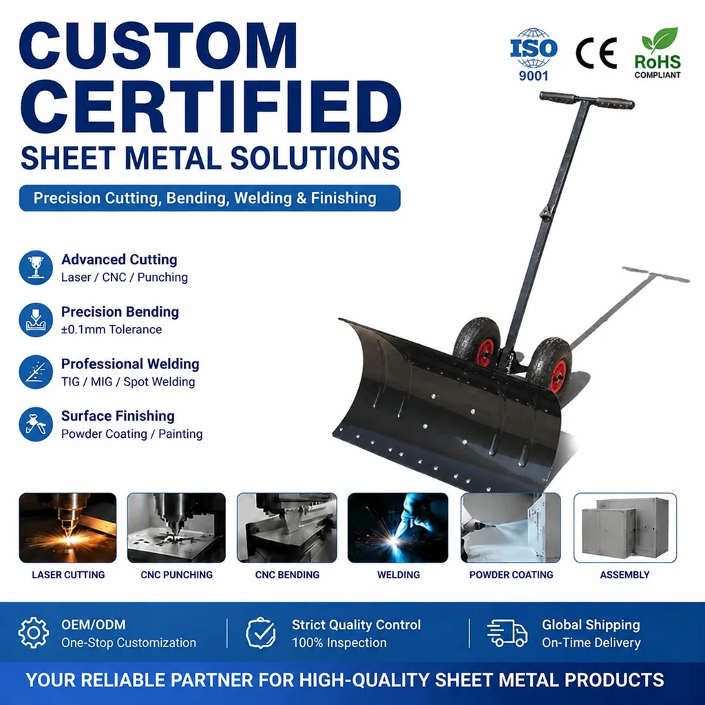 Hand Push Snowboard Wheel Type Road Snow Clearing Tool Snow Pushers Stainless Steel Powder Coated ISO9001 Certified Snow Shovel