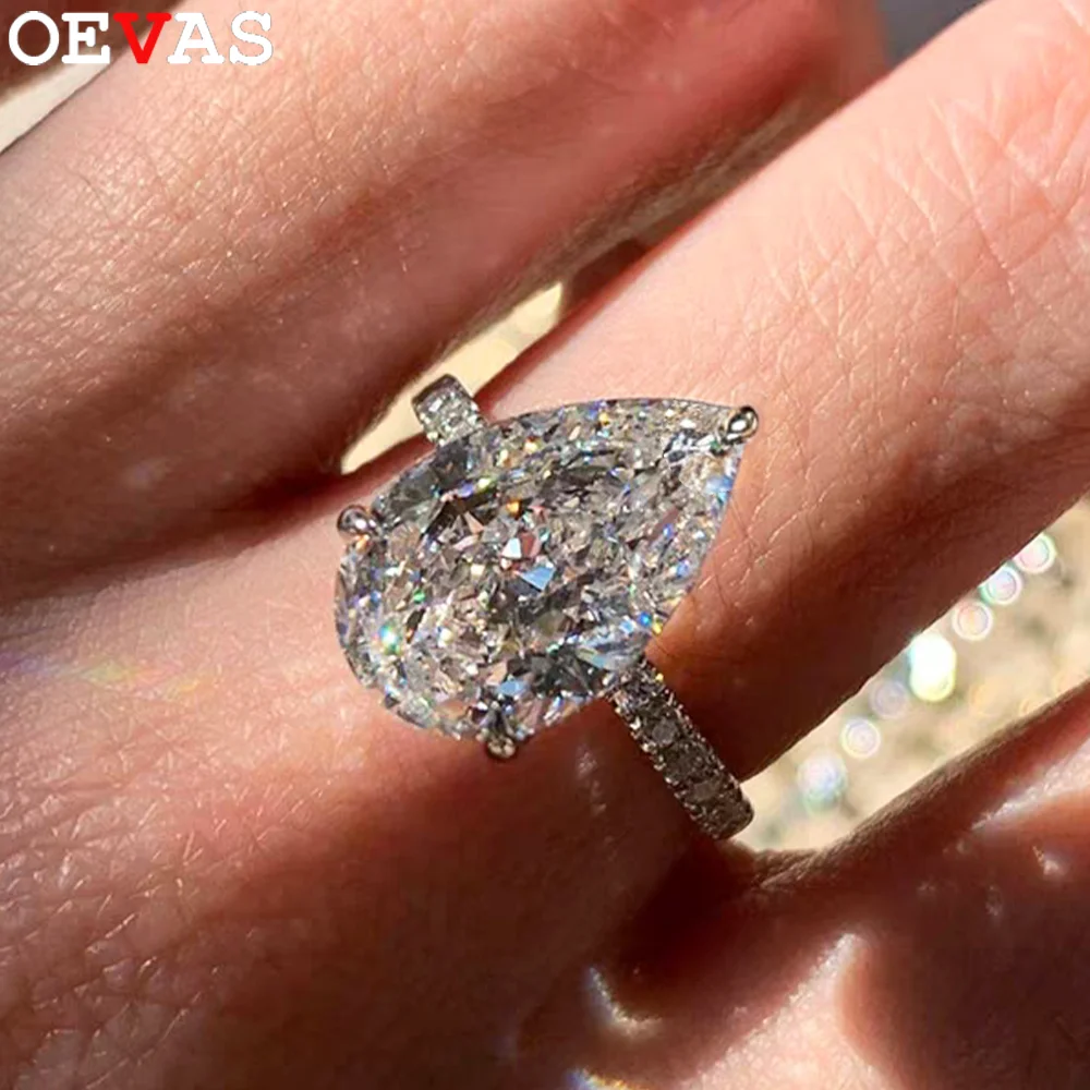 

Кольцо OEVAS 6CT с муассанитом грушевидной огранки 10*14 мм для женщин, серебро S925 с покрытием из 18-каратного золота, сверкающий лабораторный бриллиант, свадебные украшения, подарки
