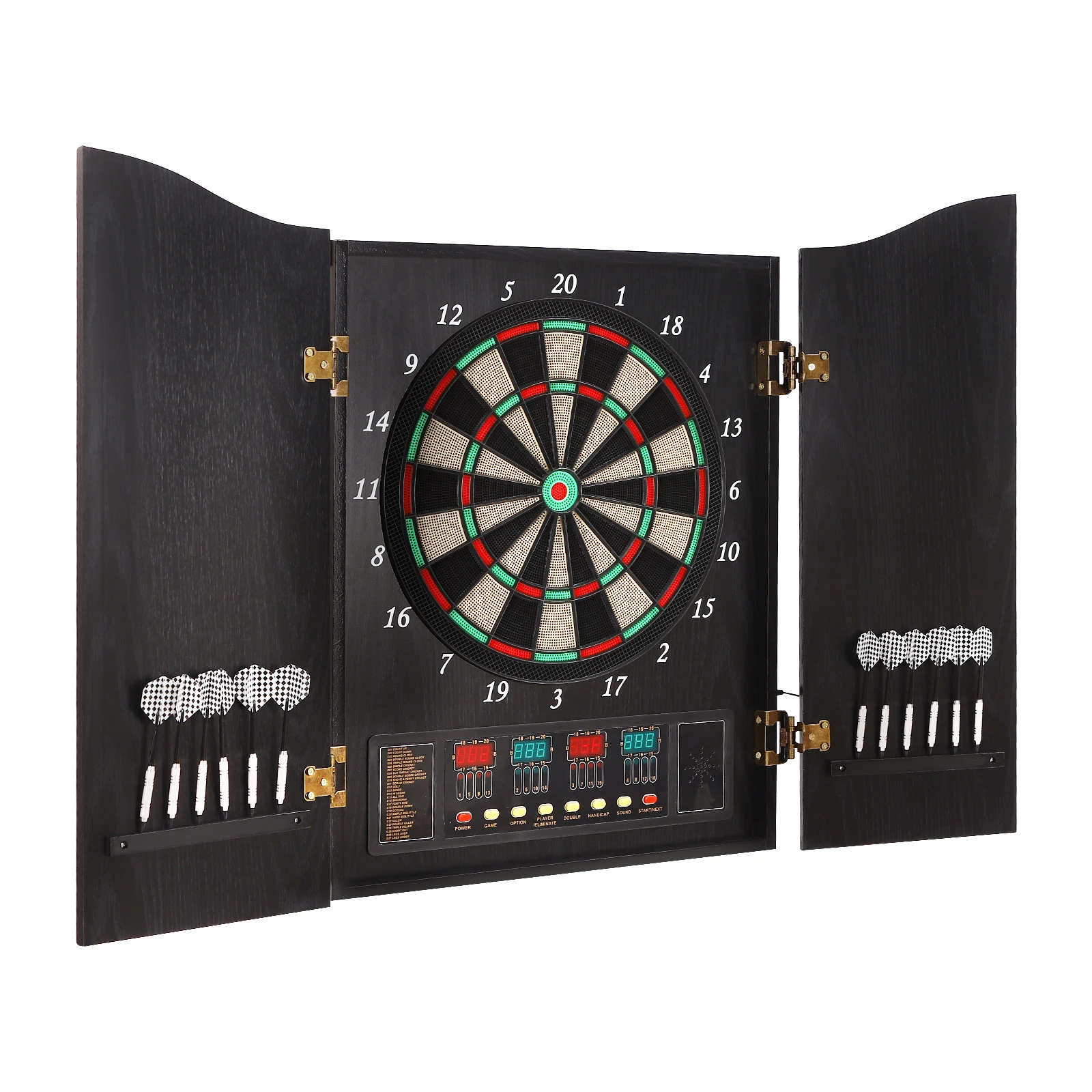 Dartboard Cabinet Set Dart Board Electronic Scoreboard Dart Machine Cabinet Black