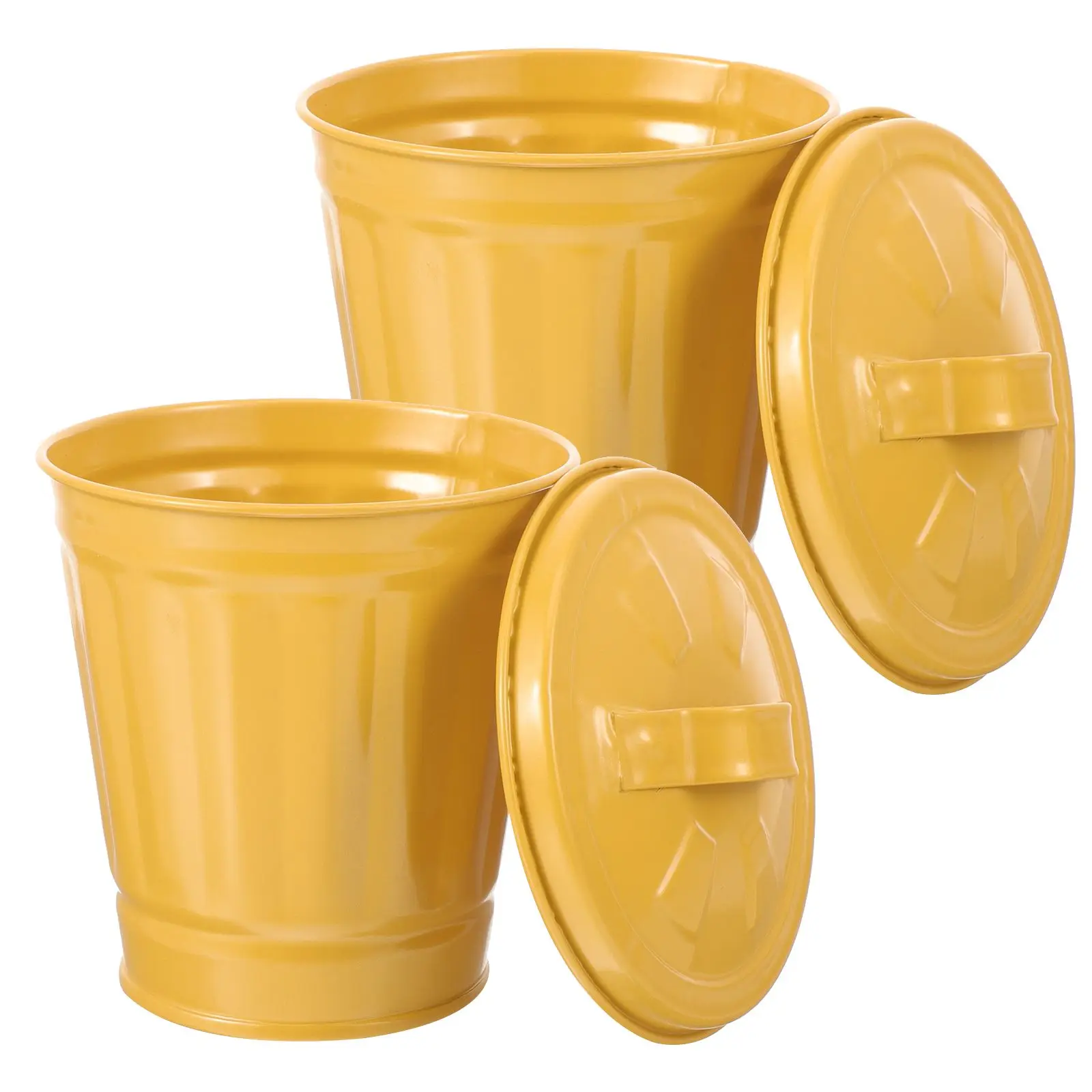 

2 Pcs Portable Storage Bucket Mini Desk Garbage Can Iron Tin Trash Small Rack Nightstand Galvanized Office Work