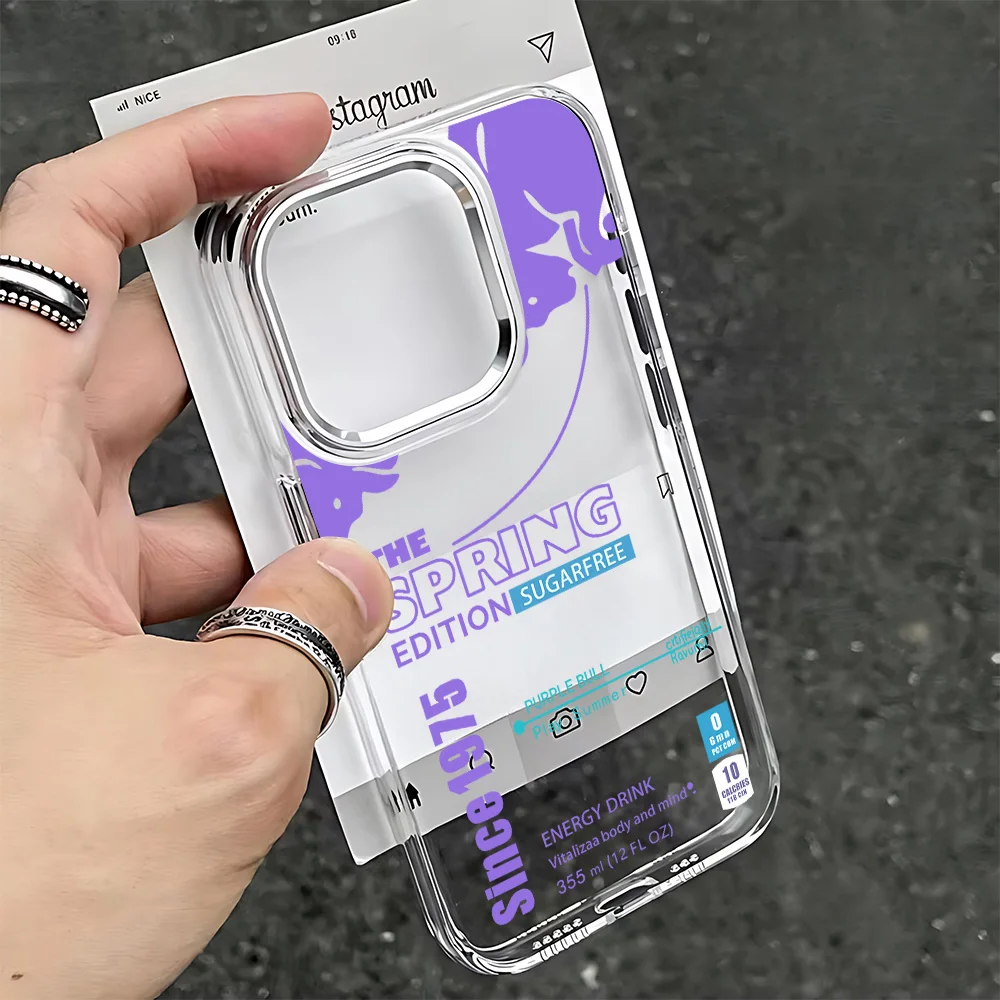 Funda de Teléfono Moderna y Elegante B-bulles para iPhone 17 16 15 14 13 12 11 Pro Max Air Plus, Transparente, Anti-caídas, Diseño Único