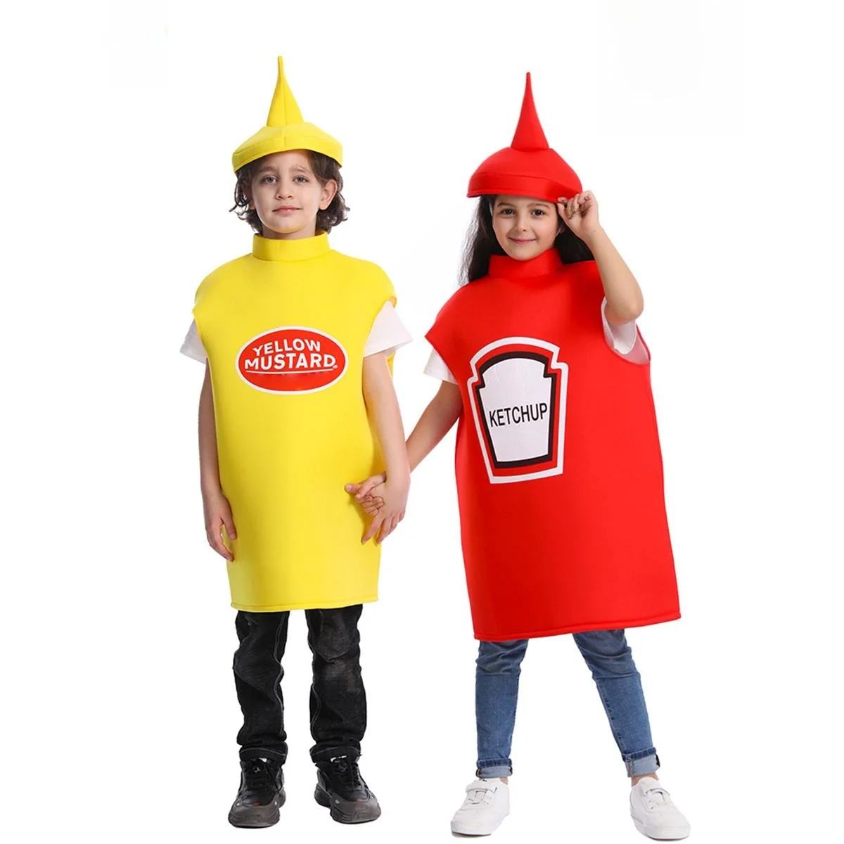 Disfraz Divertido de Ketchup y Mostaza para Niños, Traje de Fiesta de loween, Ropa de Juego de Rol de Dibujos Animados, Ot...