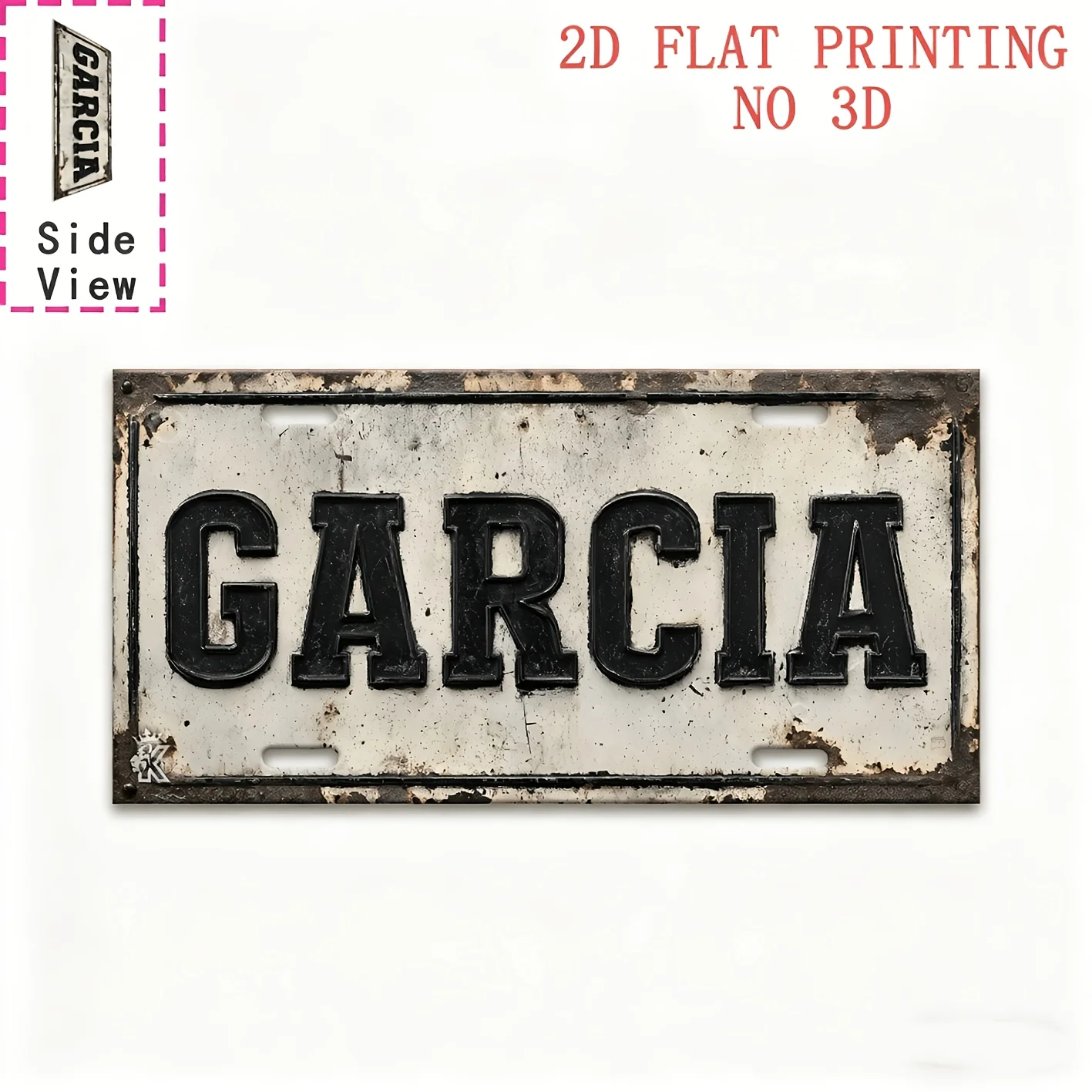 2D Flat, 1pc 2D Flat Poster, 1pc Vintage Garcia License Plate Sign - Heavy-Duty Plaque 11.8x5.9inch, Suitable for Garage, for Ma