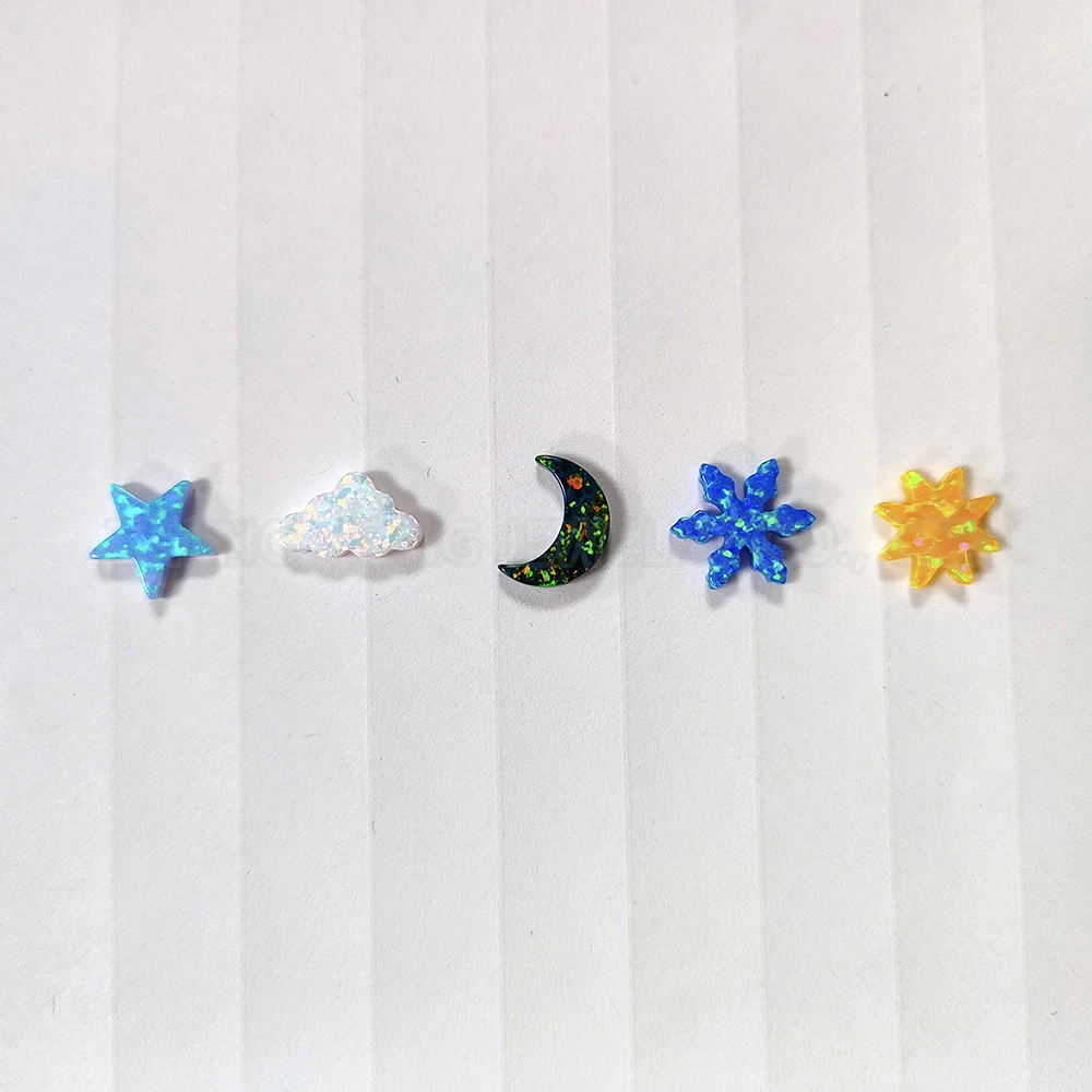 1 Piece for Each Color, Moon Star Sun Beads for Jewelry Making Synthetic Opal Charms