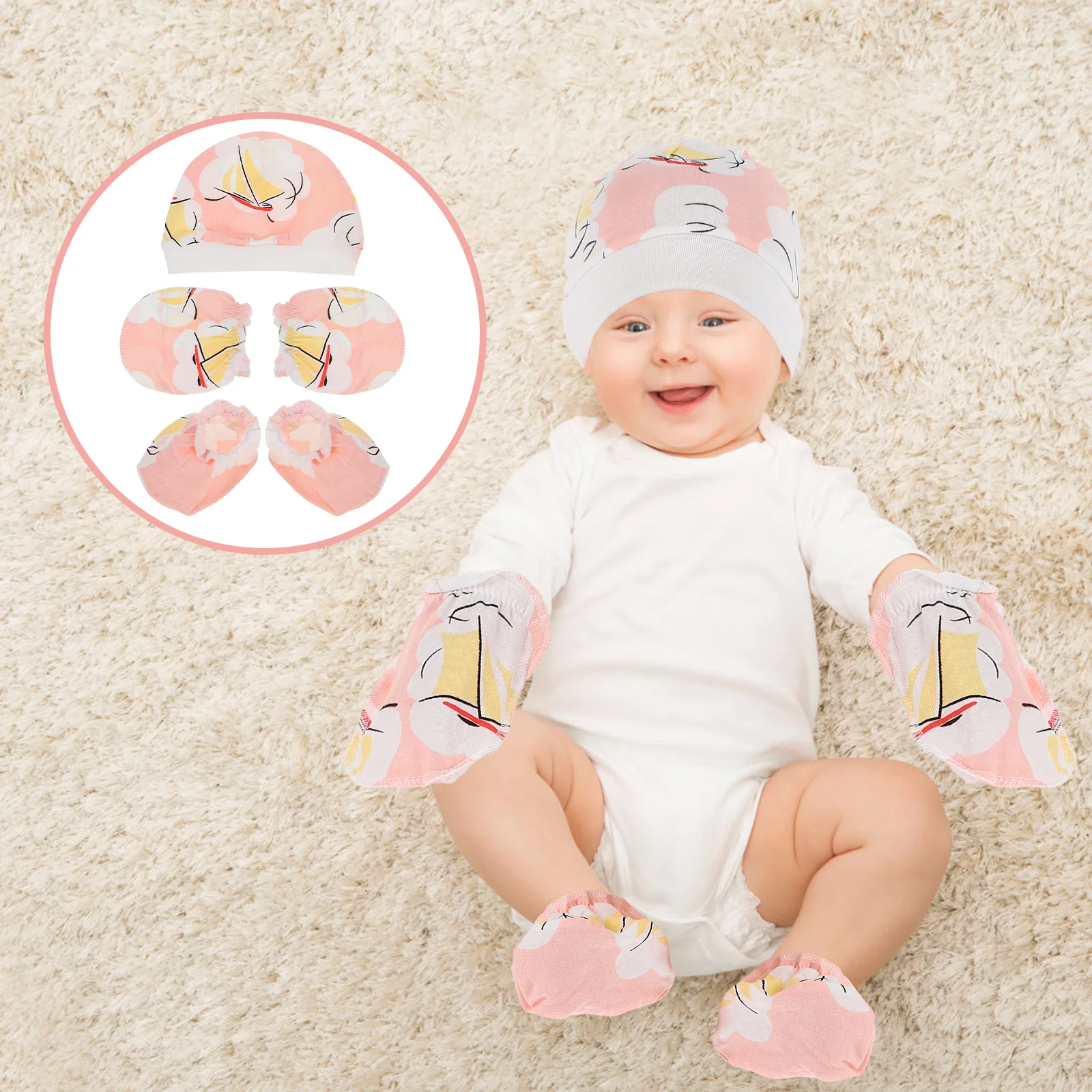 

1 set 1 Set Newborn Baby Hat Socks Set Premium Cotton Anti Scratch Gloves Soft Comfortable Hat For Newborns Delicate Gift Kit