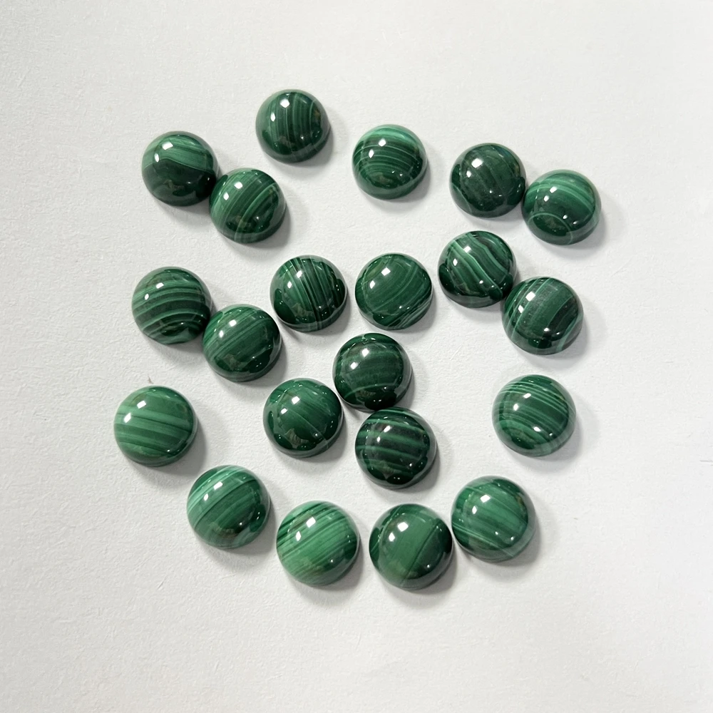 200 Pieces 1 Bag Flat Back Round 10x5.3mm Top Quality Semi Precious Stones Natural Green Malachite Cabochon GemStone