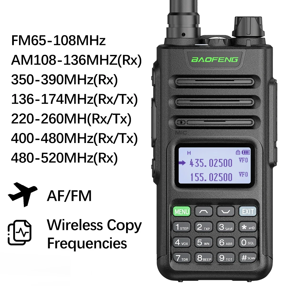 BaoFeng M-13 Pro Walkie Talkie Long Range Wireless Copy Frequency Air Band Type-C Charger High Power K5 Ham Two Way Radio