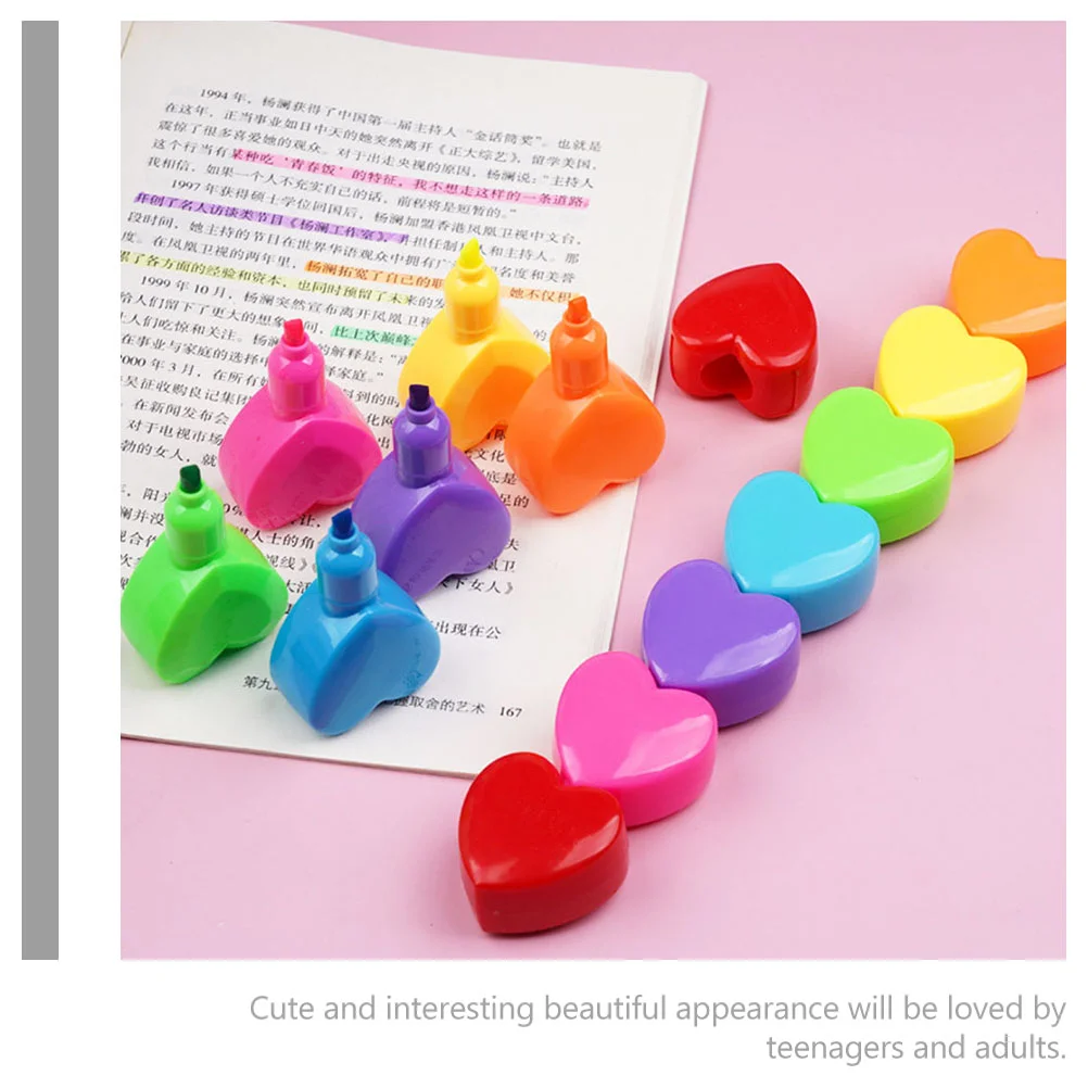 2Pcs Heart Shaped Highlighter Cartoon Highlighter Pen Cute Marker Pen Office Supplies highlighters highlighter pens