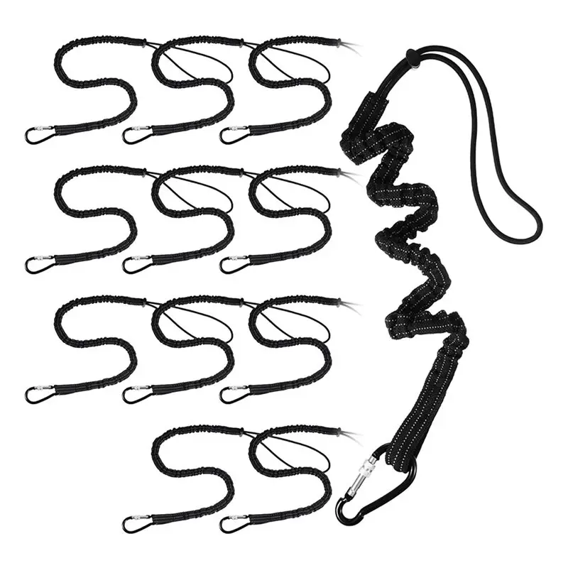 AA51 48 Pack Tool Lanyard With Single Metal Buckle And Adjustable Loop End, Standard Length, With Aluminum Screw Lock Black