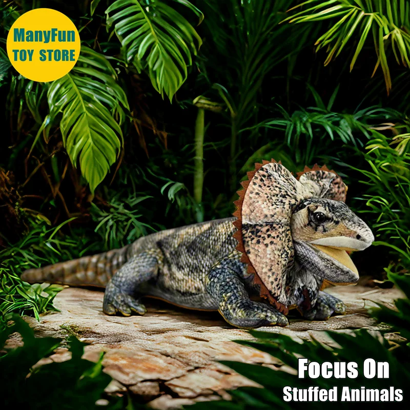 

Frilled Lizard Plush Toy - Lifelike Frilled Dragon Stuffed Animal, Realistic Dinosaur lizard Plushie, Reptile Doll Gift