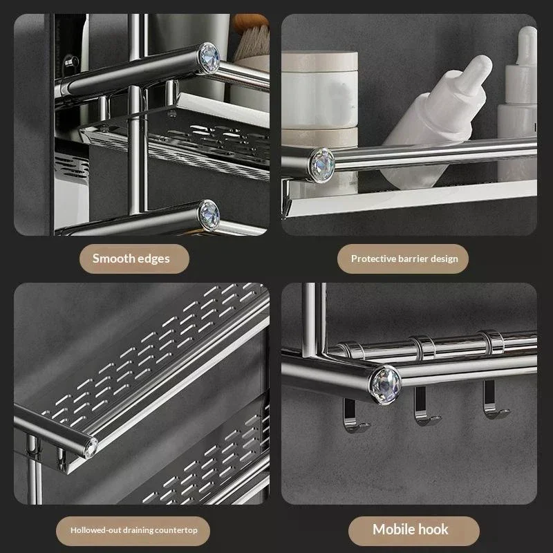 Stainless Steel Bath Towel Rack Perforation-free Hotel Hotel Bathroom Rack Towel Rack Towel Bar Bathroom Shelves