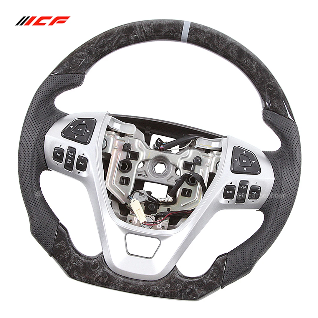 For Ford Real Carbon Fiber Steering Wheel Perforated Leather Multiple Customized Solutions