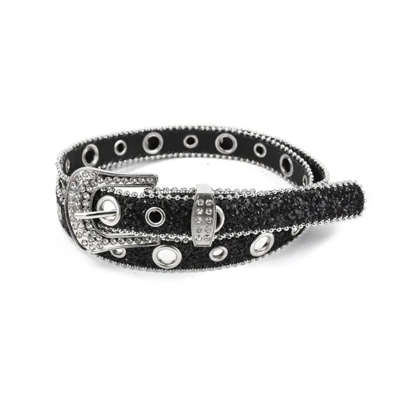 

31BB Bling Male Female Jeans Skirt Waist Belt with Buckle Belt Locomotive