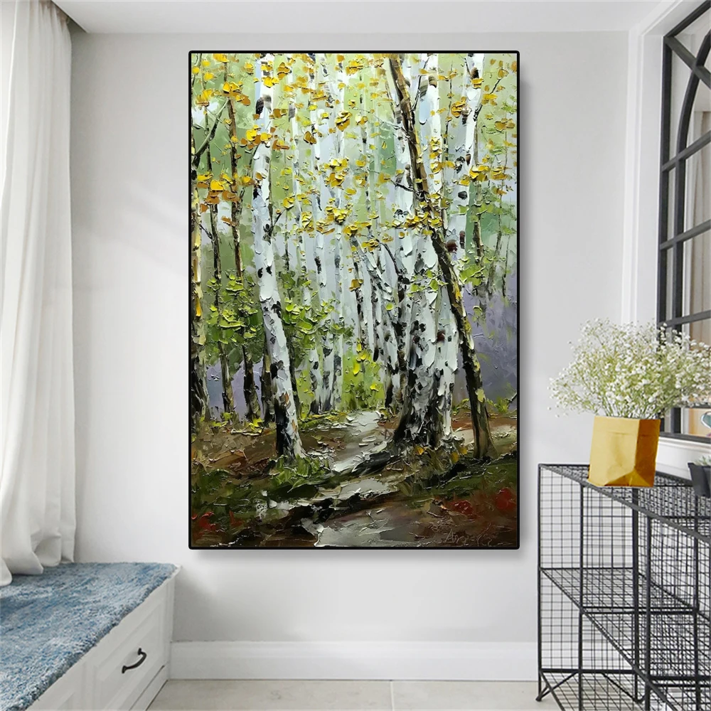 moderno-texturizado-queda-de-betula-floresta-poster-grandes-arvores-de-betula-quadros-pintura-a-oleo-da-lona-casa-sala-estar-arte-da-parede-decoracao