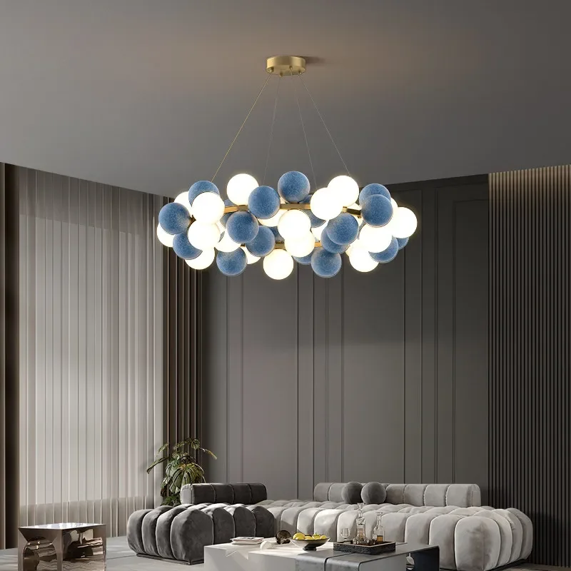 All copper cream wind living room chandelier Italian light luxury creative dining room magic bean
