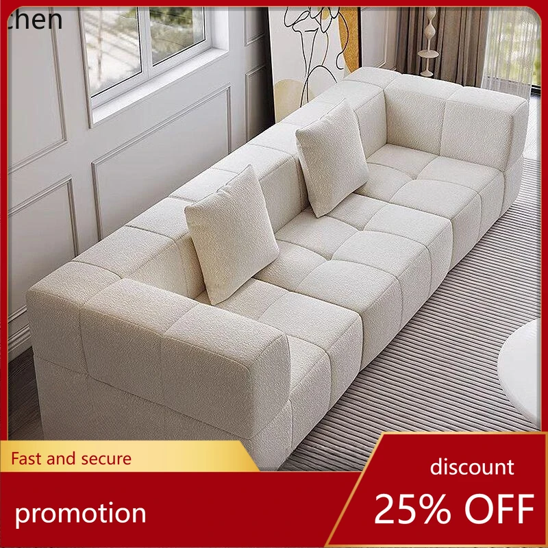 

HT vacuum compression cream wind cloud chenille straight row fabric small apartment simple tofu block marshmallow sofa